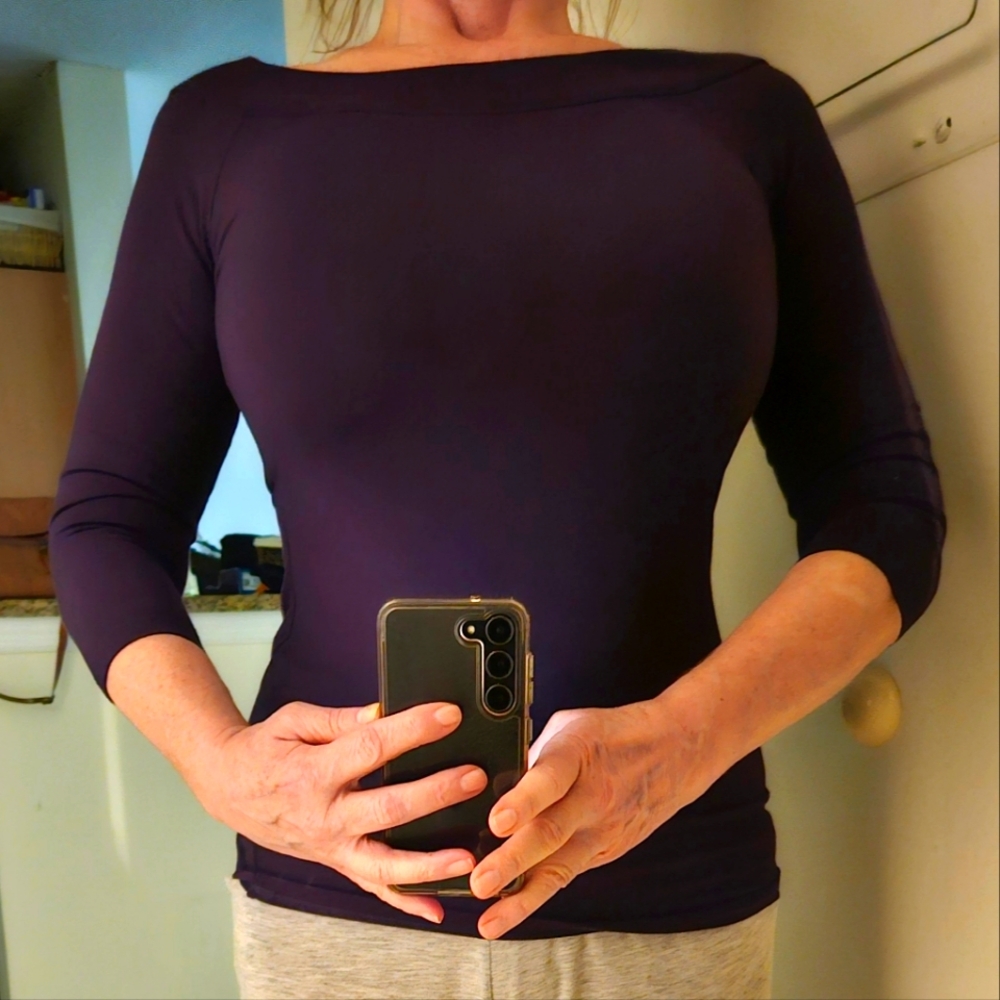 Patty Boutik Dark Purple, Boatneck 3/4 sleeve Top